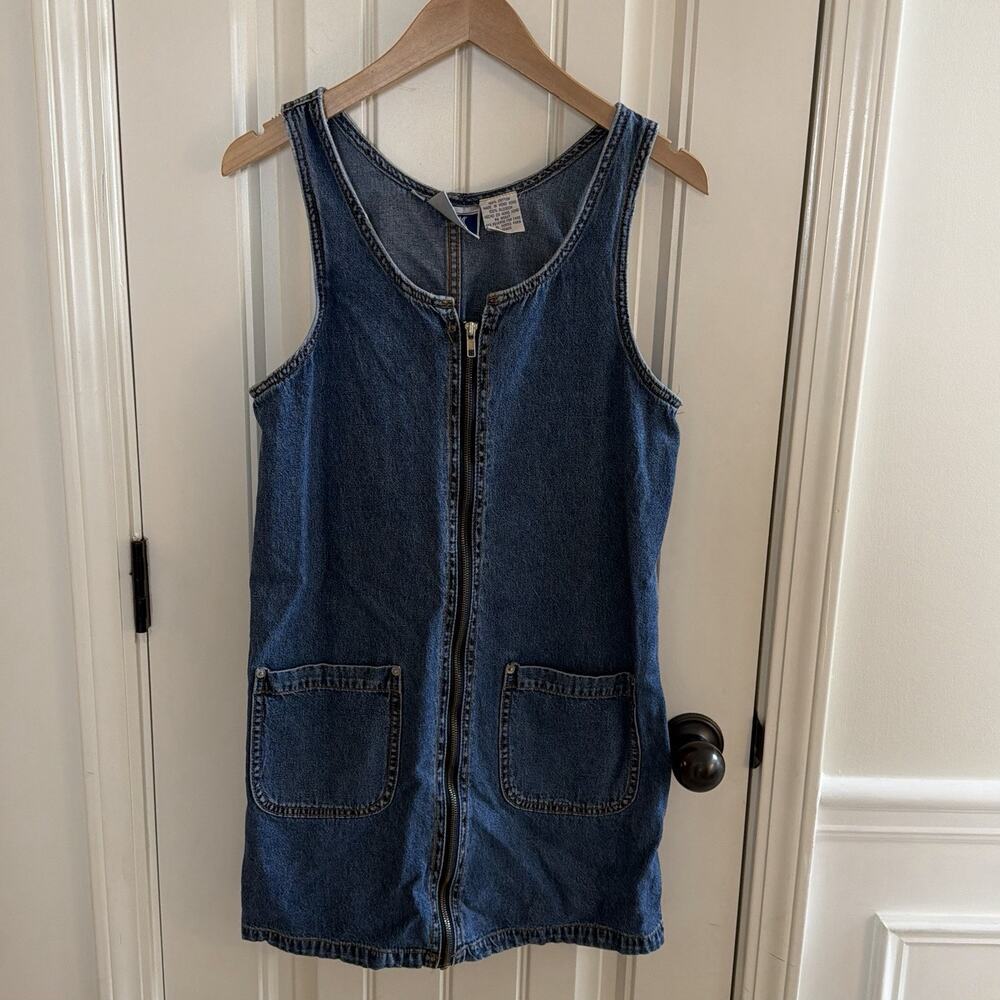 Vintage 90s Bill Blass Denim Mini Dress Zip Up Women’s Size 8
